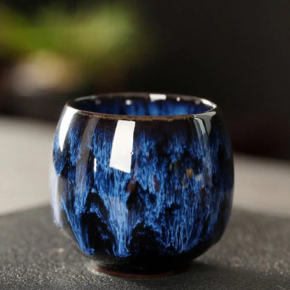 Japanese Style Ceramic Tea Cup Kiln Transformation Espresso Cup Porcelain Kung Fu Teacup Pottery Coffee Mug Wine Drinkware - 