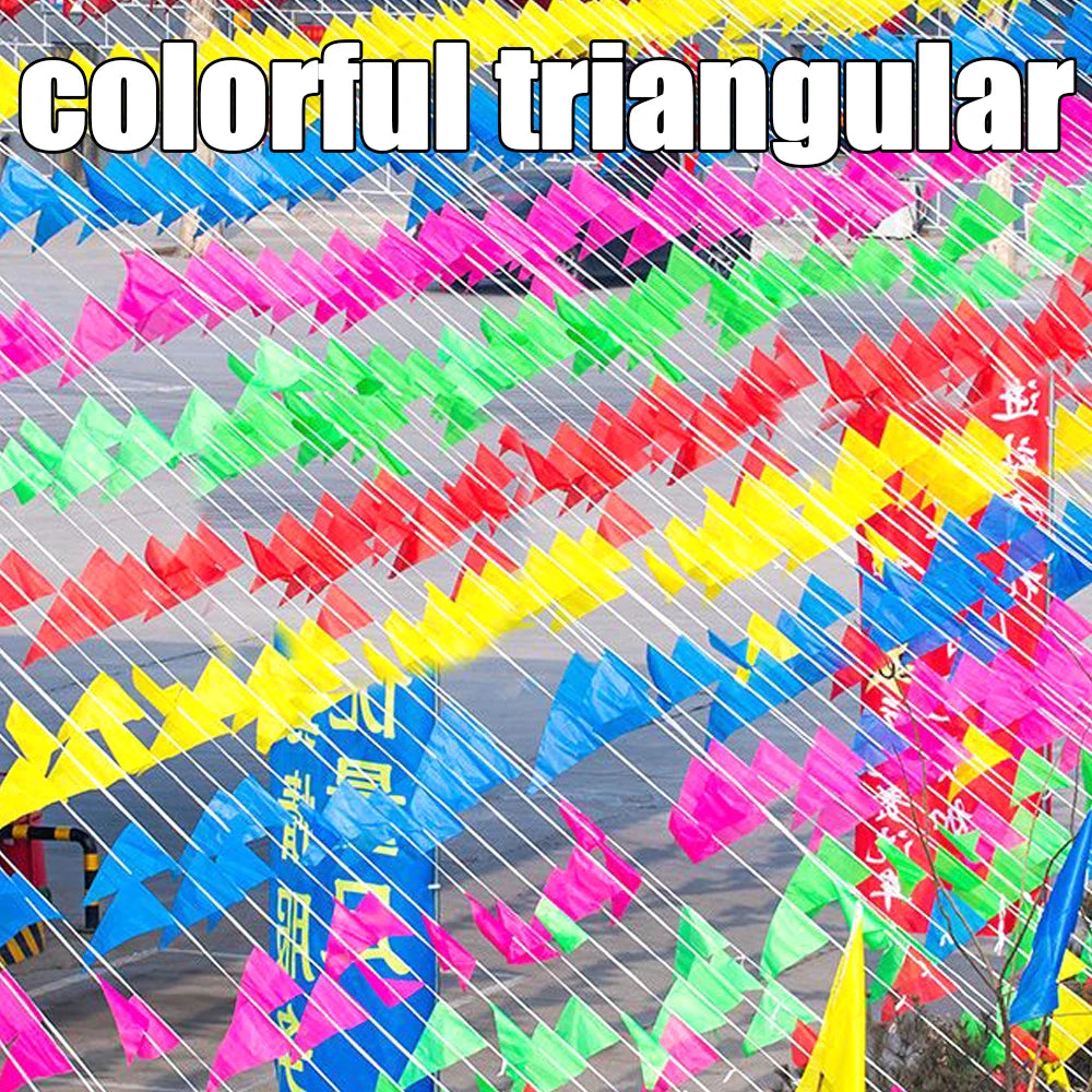 300M Multicolored Triangle Flags Bunting Banner Nylon Fabric Pennant Festival Outdoor Colorful Home Wedding Hanging Decoratio