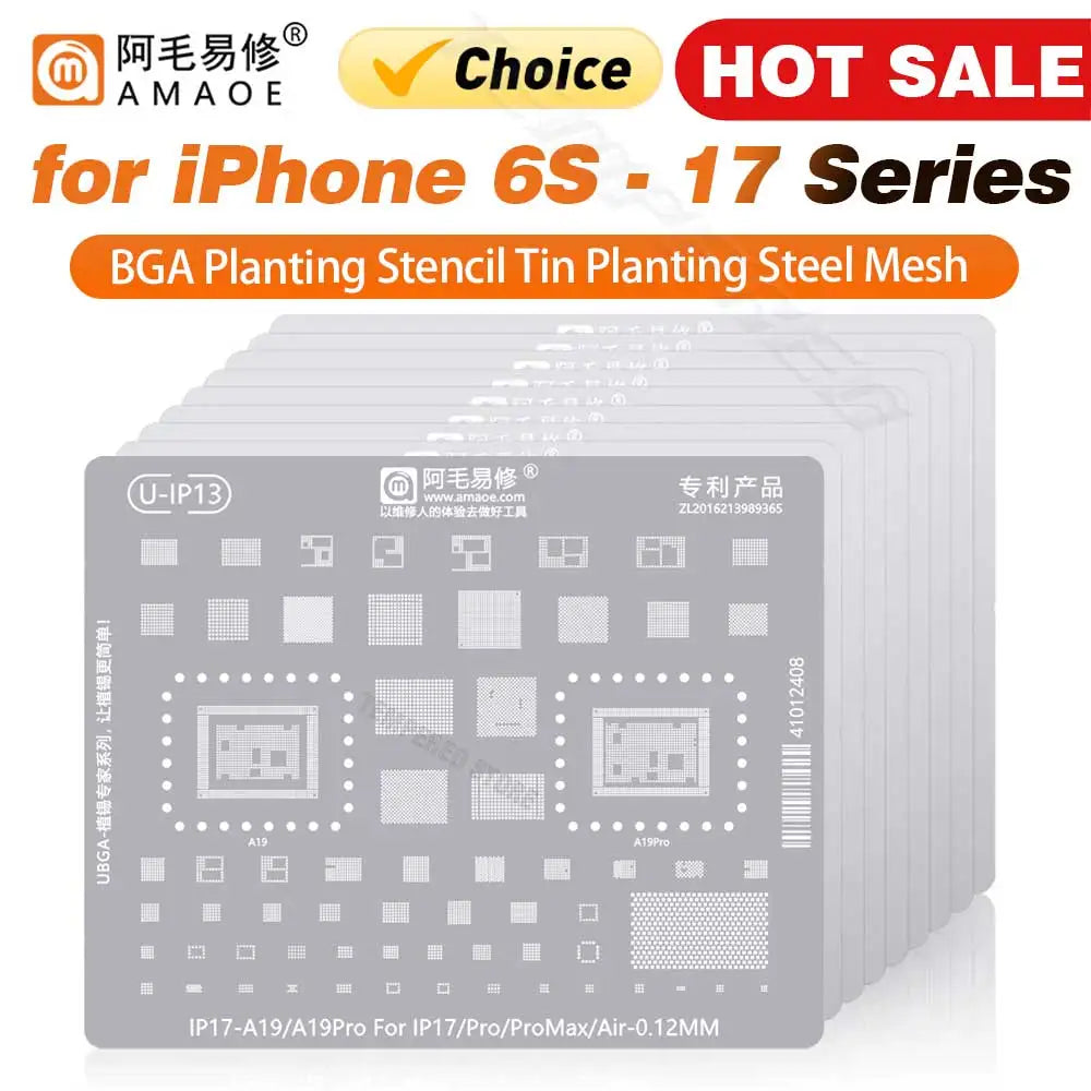 Amaoe BGA Reballing Stencil Template For iPhone 17 16 15 14 13 12 11 Pro Max XSMax 8 7P 7 6 A18 Tin Planting Soldering Net to