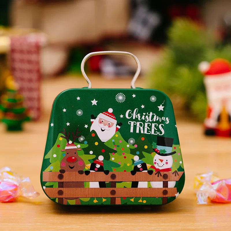 Christmas Decoration 2025 Metal Box Handbag Shape Tin Jar Jewelry Storage Case Kids Gift Can Storage Boxes 2026 Xms Party Dec