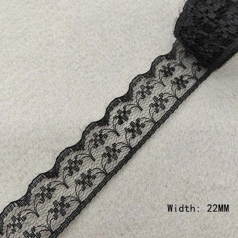 Beautiful 10 Yards/Lot Black Lace Ribbon Tape Quality Lace Trim DIY Embroidered Lace For Sewing Decoration African Lace Fabri