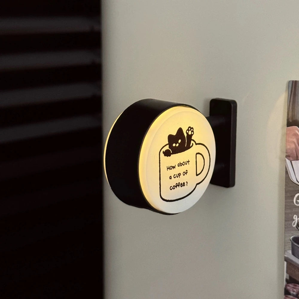 Retro Coffee Corner Refrigerator Magnet Light Fridge Magnet Magnetic Home Miniature Pegboard Coffee Shop Glowing Decoration