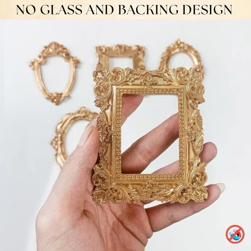 10/30PCS Mini Vintage Resin Picture Frame Small Picture Frames Antique Silver Gold Frames for Dollhouses Ornaments Wall Hangi