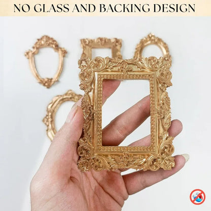10/30PCS Mini Vintage Resin Picture Frame Small Picture Frames Antique Silver Gold Frames for Dollhouses Ornaments Wall Hangi