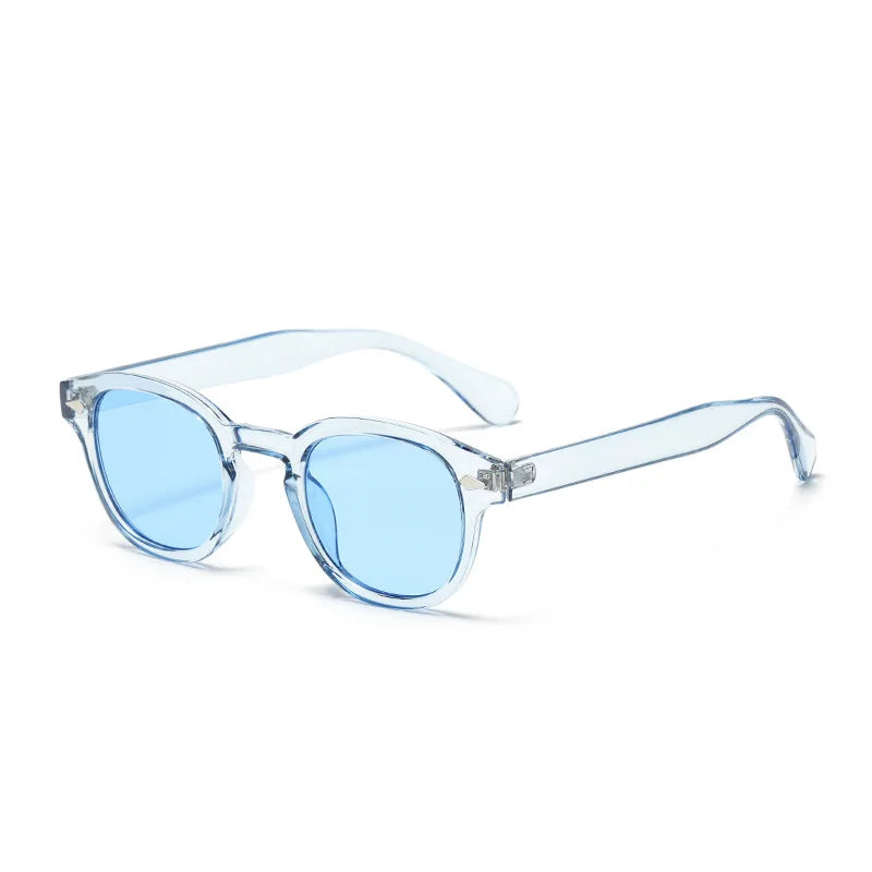 JNPCXI Vintage Round Sunglasses Women Men Retro Rivet Blue Gradient Female Sun Glasses UV400 - A10 Blue Blue