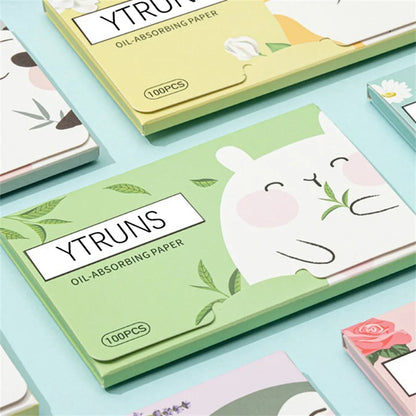 Green Tea/Gardenia/Chamomile/Lavender/Rose/Bamboo Charcoal 100pcs Boxed Fragrance Oil Absorbing Paper for Men and Women Face 