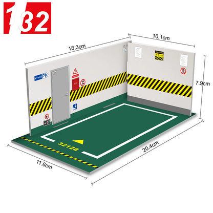Diorama 1 32 Model Parking Space Diecast Car Miniature Cars Alloy Model PVC Board Scene Garage Background Wall DIY Ornament