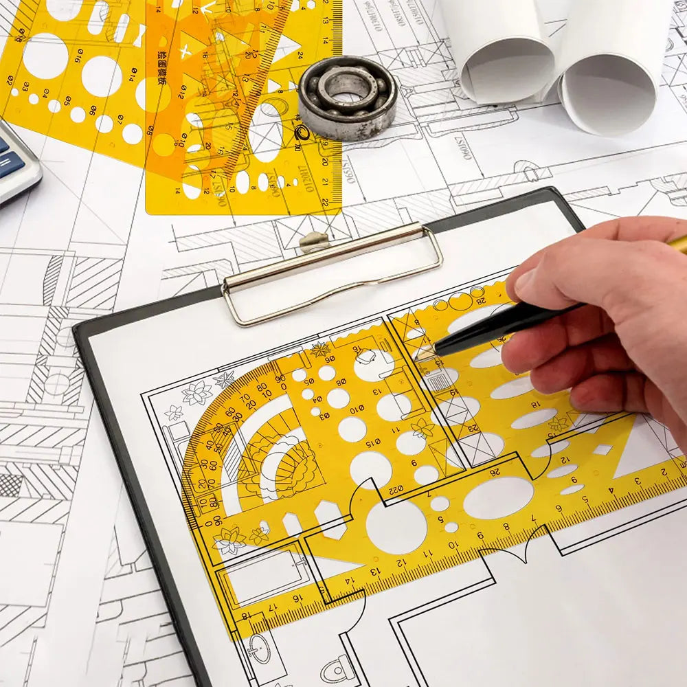 9-Pack Architectural Stencils, Technical Drawing Stencils, French Curve and Stencil Ruler Set, Student Office Drawing Stencil