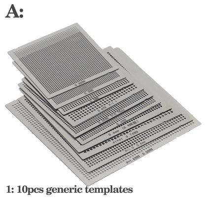 27Pcs /16pcs/10pcs BGA general template Universal Direct Heated Stencils For SMT SMD Chip Rpair and easy support - 10pcs temp
