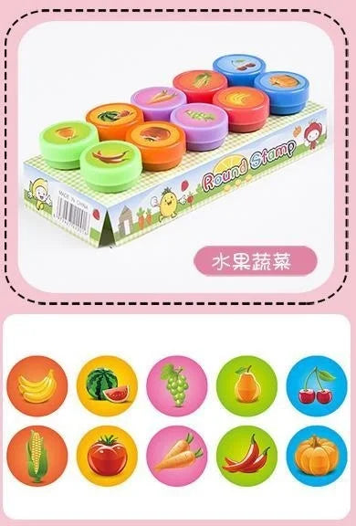 10pcs Assorted Stamps for Self-ink Stamps Toy Stamps Smiley Face Seal Scrapbooking DIY Painting Photo Album Decoration - 10pc