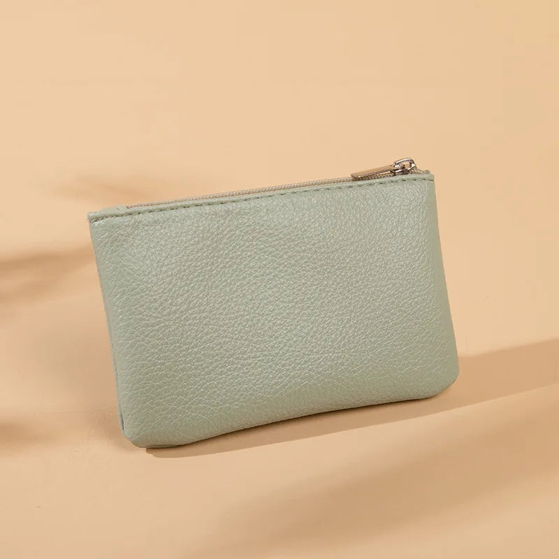 Women PU Leather Coin Purse Retro Litchi Pattern Zipper Pouch Mini Change Purses Unisex Solid Wallets Card Holder Storage Bag