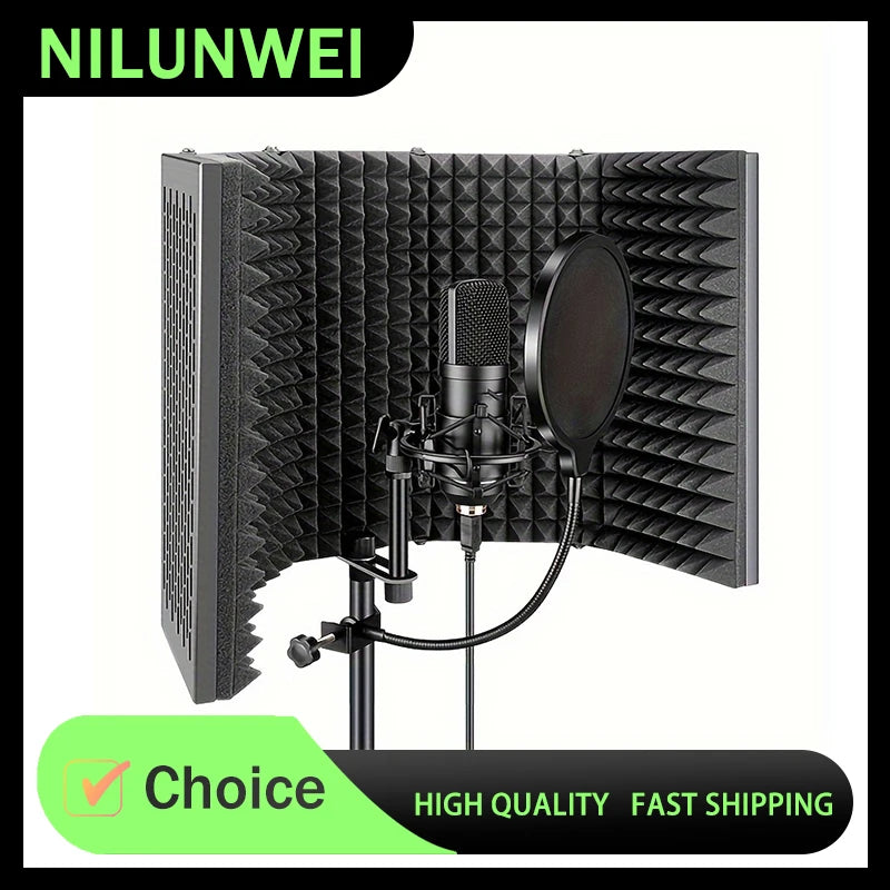 3/5, panel recording spray screen, noise-reducing and sound-absorbing microphone, high-density absorption foam for filtering 