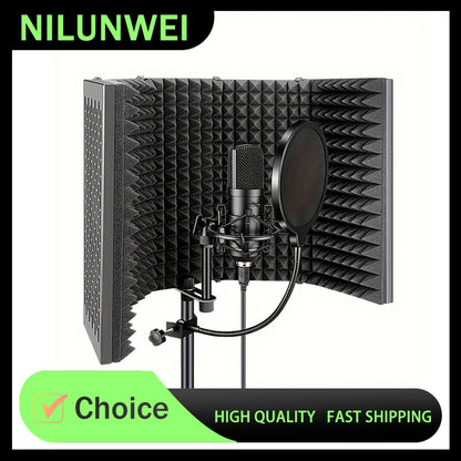 3/5, panel recording spray screen, noise-reducing and sound-absorbing microphone, high-density absorption foam for filtering 