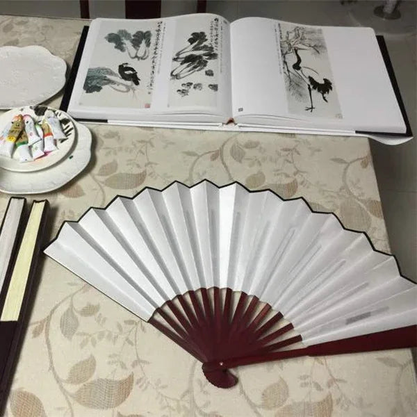 10/13 Inch Folding Fan Hand Silk Cloth DIY Chinese Folding Fan Wooden Bamboo Antiquity Fold Fans DIY Calligraphy Painting Dec