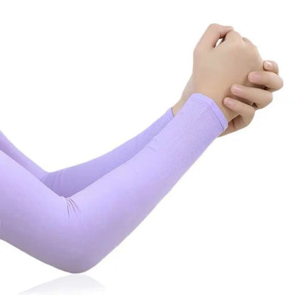 1 Pair Summer Long Ice Silk Arm Sleeves Sun UV Protection Hand Protector Cover Sunscreen Outdoor Elastic Half Finger Gloves S