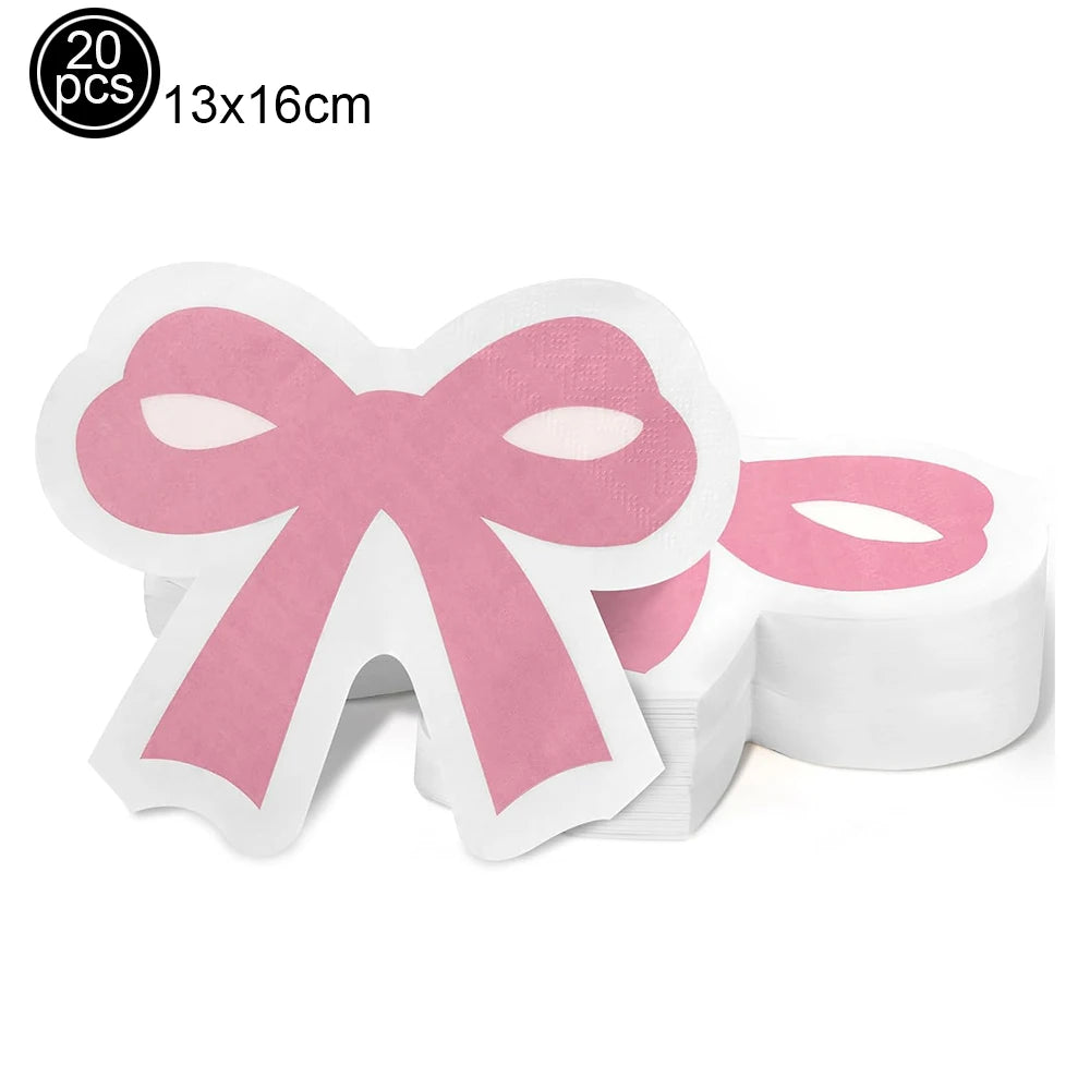 10pcs Pink Bow Cupcake Topper Pink Bow Birthday Decor Coquette Themed Party Decoration Bridal Shower Cake Topper Bow Party De