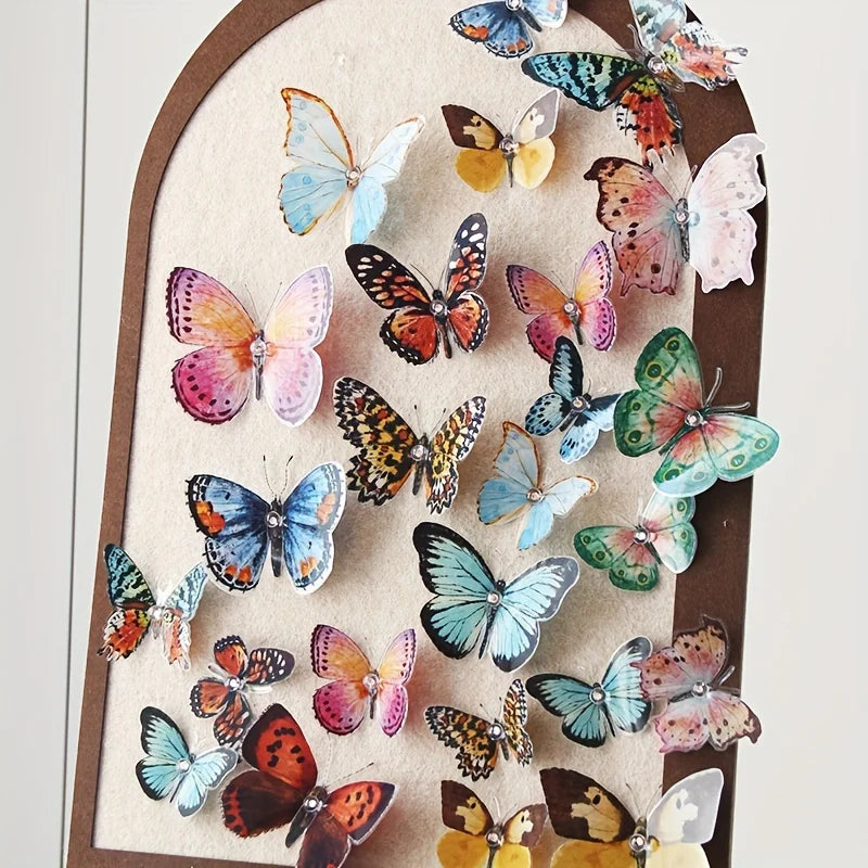 36pcs Lifelike Butterfly Decorations Set - Watercolor Wings, Easy To Hang for Wedding, Party, Photo Booth Props