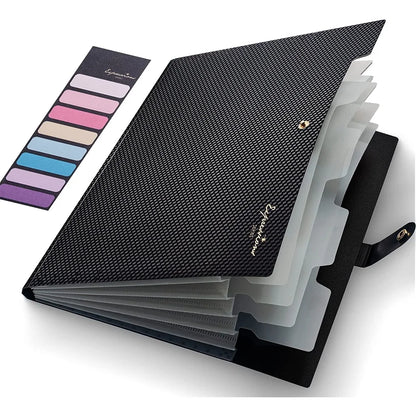 Expanding File Folder,5 Pocket Folders for Documents,Portable Paper Organizer for School Office Supplies,A4 Size - black