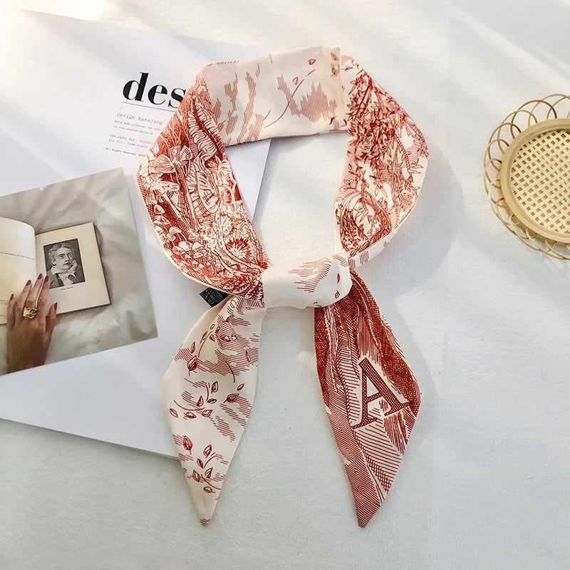 Super Beautiful Scarf 26 Letters Silk Scarf Headband Jungle Alphabet Print Bag Streamer Women Fashion Brand Design Silk Scarf