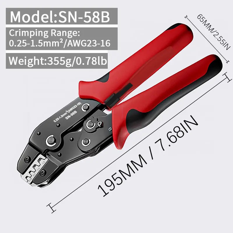 Ratcheting Crimping Tool Set For Dupont JST MOLEX Open Barrel,Dupont Molex JST TE Terminals & EPC PCIE SATA Pins SN-58B