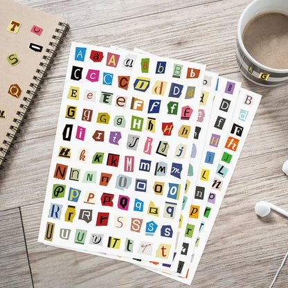 360PCS Magazine Letter Stickers Vintage Stickers, 4 Sheets Scrapbook Letters Stickers Alphabet Sticker for Scrapbooking Suppl