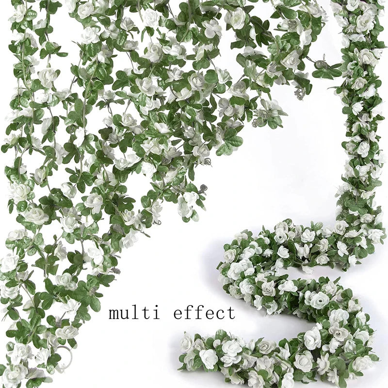 250CM Artificial Rose Flowers for Wedding Home Room Decoration Autumn Garden Outdoor Arch Christmas Rattan DIY Fake Plants Vi