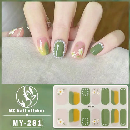 Nail Sticker Full Cover Waterproof Nail Art Manicure Decoration Sweet DIY Nail Decail Rhinestones Self Adhesive Manicure INS 