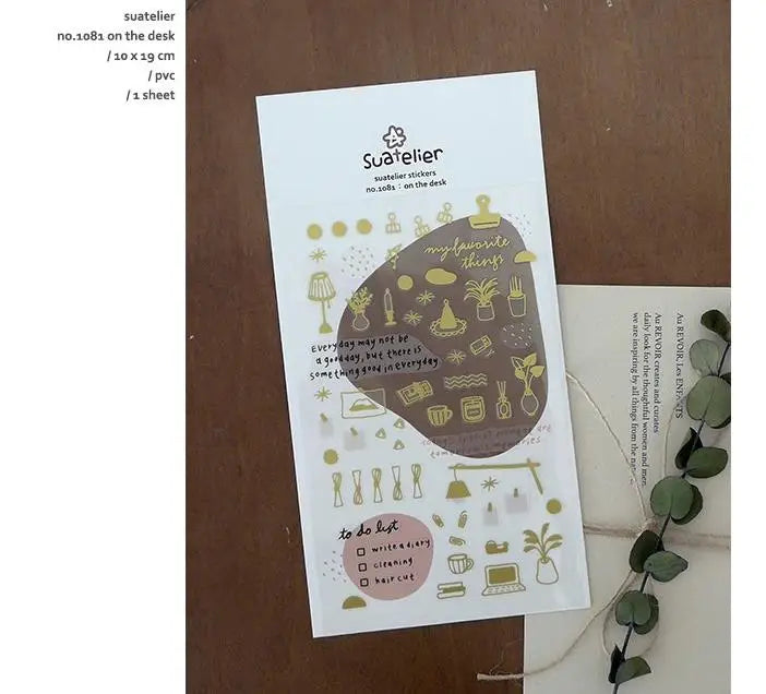 Korean Suatelier Stickers Cute Home Style Scrapbooking DIY Junk Journal Diary Stationery Deco Sticker Handiwork Craft Supplie