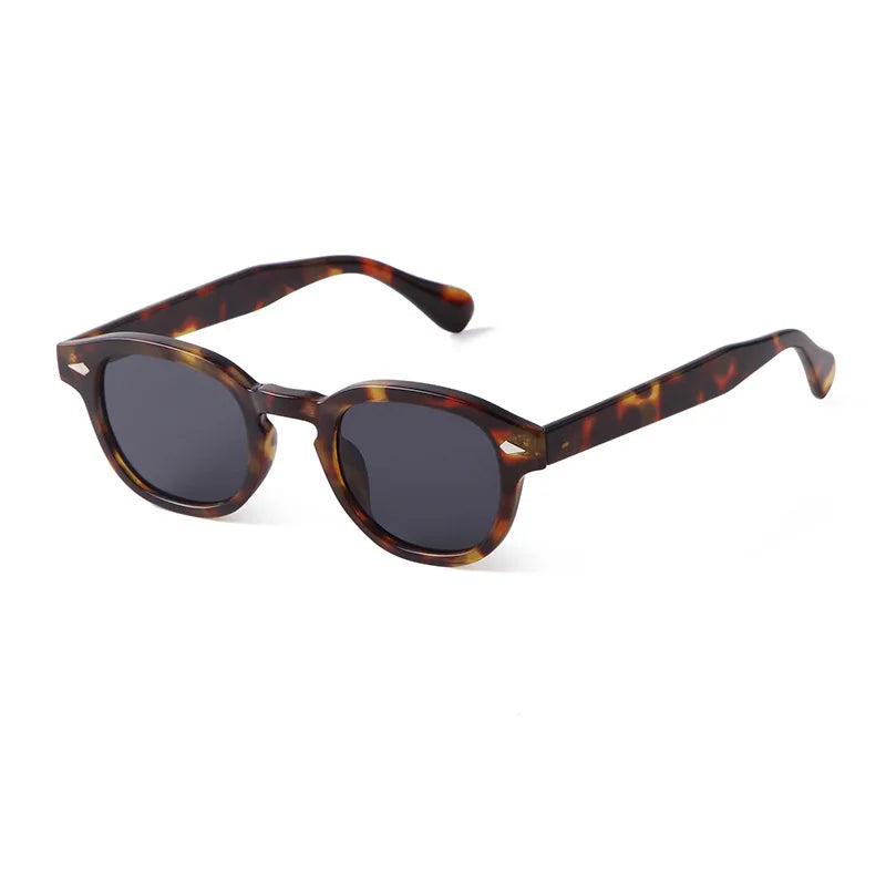 Vintage Fashion Shell Round Sunglasses Women Men 2024 Brand Design Retro Rivet Yellow Blue Lens Square Sun Glasses Female UV4