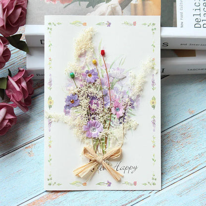 General handmade dried flowers for festivals thank you Teacher's Day greeting cards business birthday greetings gift cards - 