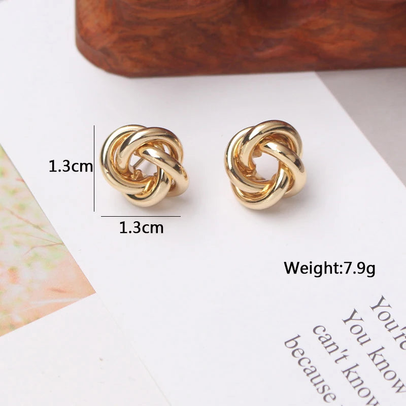 Tiny Metal Stud Earrings for Women Gold Color Twist Round Earrings Small Unusual Earrings Boucles D'Orailles Fashion Jewelry