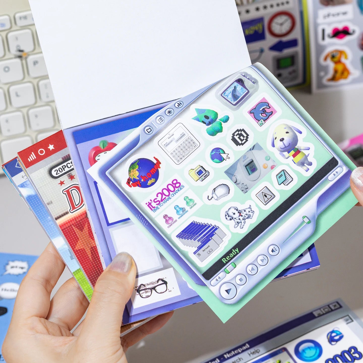 20sheet Japanese Childhood Memories Series Flash Film Die Cutting Sticker Book DIY Scrapbook Diary Album Aesthetic Stationery