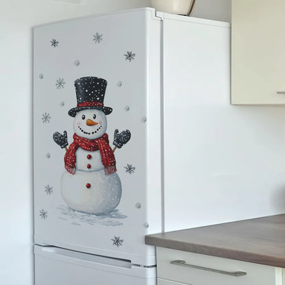 Christmas Snowman Snowflake Wall Stickers Fridge New Year Decoration Mural Cartoon Room Beautify Home Decor Self-adhesive Dec