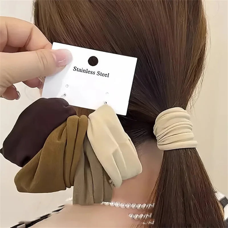 4 Set Solid Widen Thicken Hair Band Ropes Women Ponytail Holder Hair Tie Scrunchies Rubber Bands Korea Fashion Hair Accessori