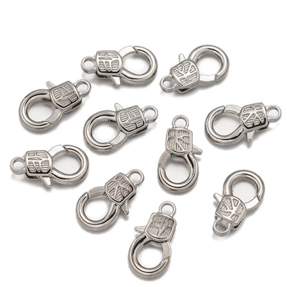 20pcs Silver Large Heart Lobster Claw Clasps Vintage Clips Hooks for DIY Jewelry Bracelet Necklace Keychain Making Findings