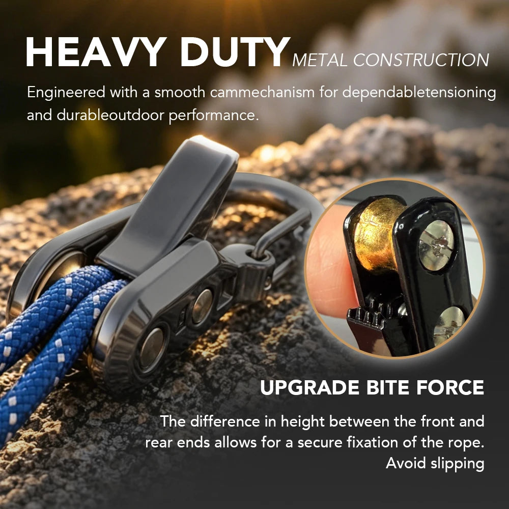 Rope fasteners and tensioners - High-strength retractable paracord with alloy carabiners and windproof binding straps