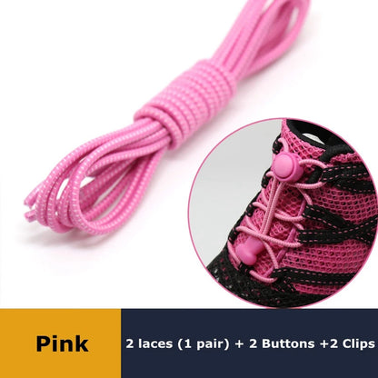 1Pair Shoelaces for Sneaker Elastic No Tie Shoe Laces Stretching Lock Lazy Laces Quick Rubber Shoelace Round Shoestrings - Pi