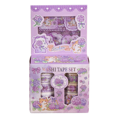 Kawaii Cartoon Washi Tape & Sticker Set, 10/40 Rolls, 10pcs Tape + 4pcs Stickers, Decorative Tape for Scrapbooking