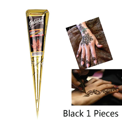 GOLECHA Black Brown Red White Henna Cones Indian Henna Tattoo Paste For Temporary Tattoo Body Art Sticker Mehndi Body Paint -