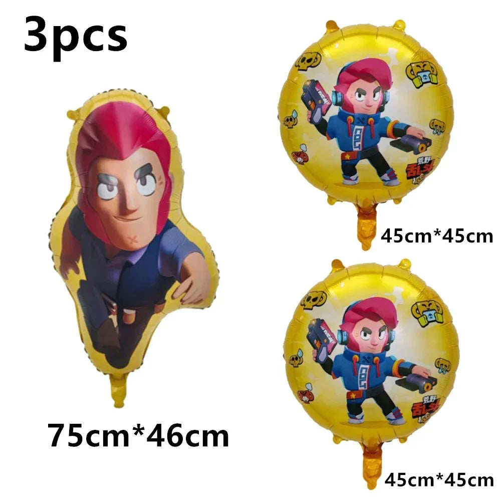 Battle Balloons Happy Birthday Banner Fight Game Party Decoration Brawled Background Cake Topper Disposable Tableware Keychai