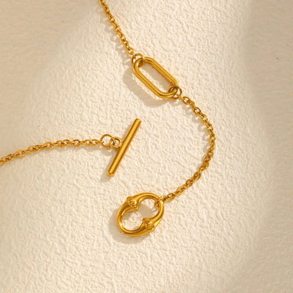 Lariat Necklace Women, Gold Plated Long Toggle Necklace, Y-shaped Geometric Drop Pendant Stainless Steel Collar Jewelry