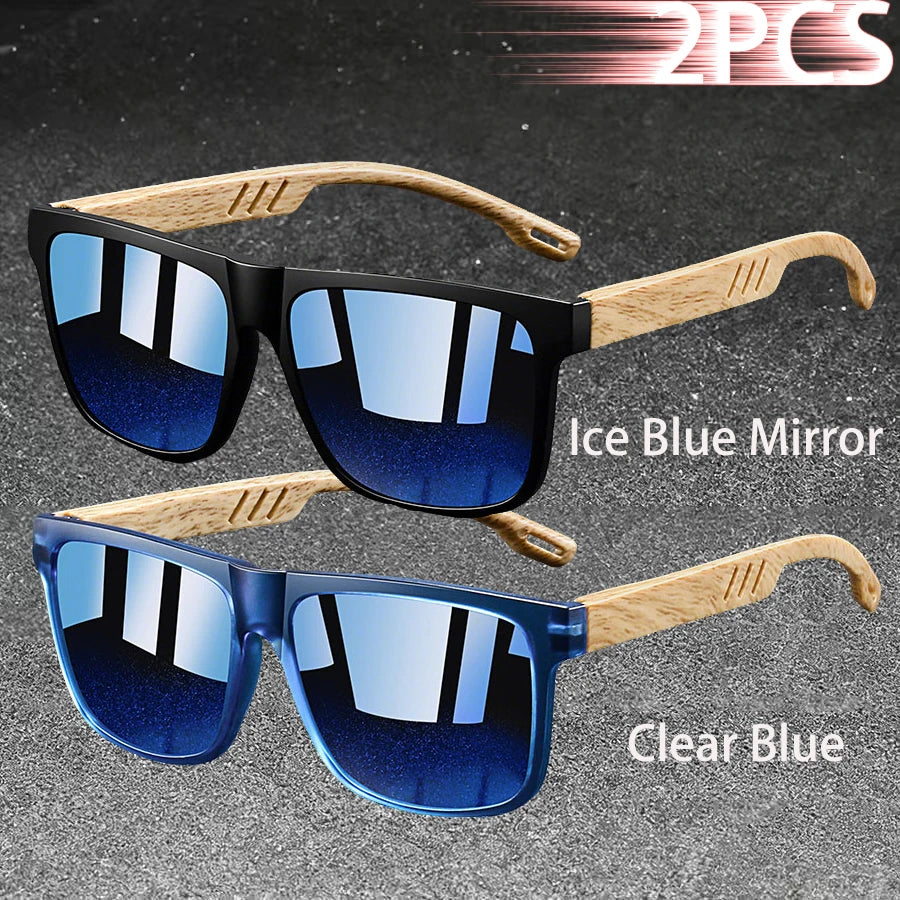 Fashion Vintage Square Square Frame Sunglasses Men Women Fishing Driving Man Designer Sun Glasses Eyewear - ClearBlue-IceBlue