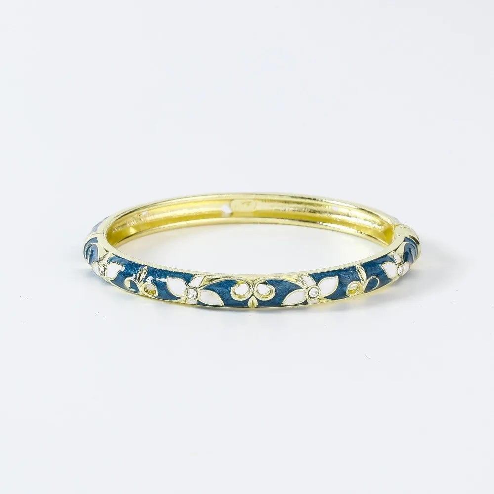 Enamel Vintage Cloisonne Bangle Floral Chinese Chinese Flower Bangle Vintage Ethnic Women's Hand Bracelet Gifts for Women Gir