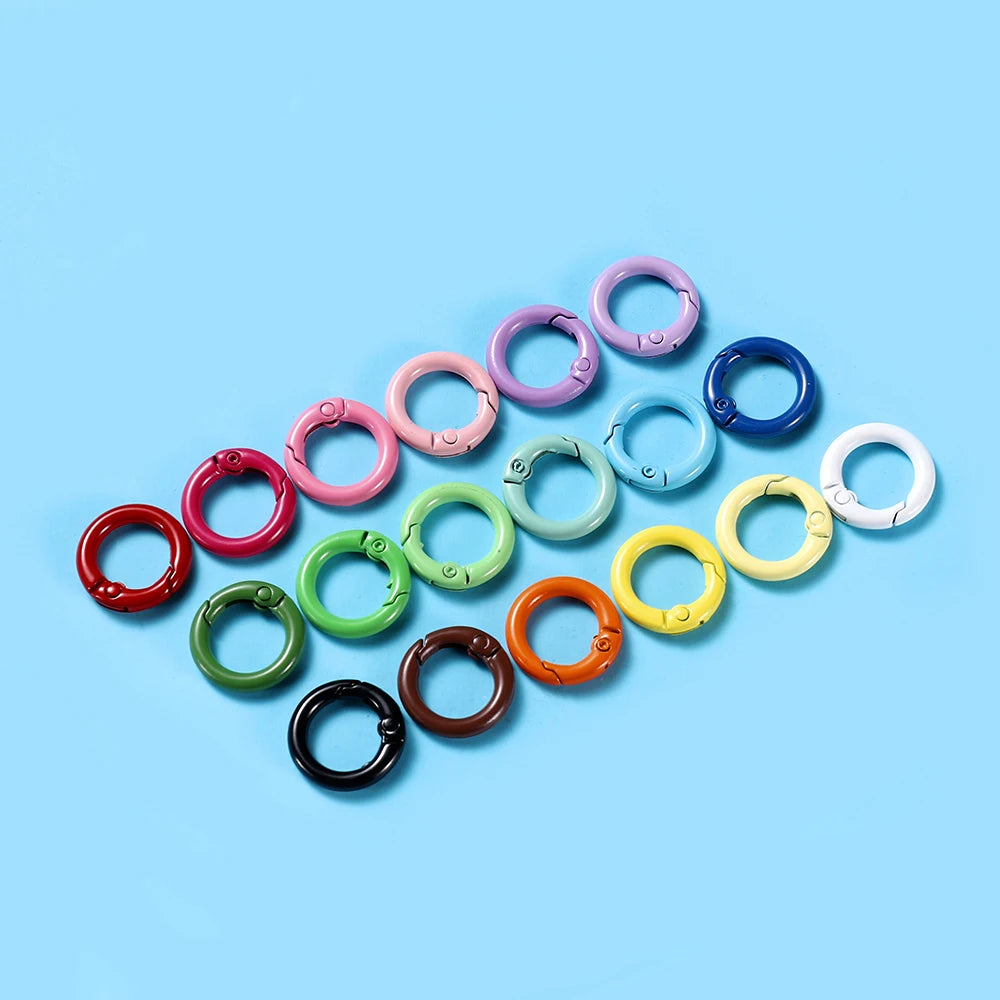 5Pcs/Lot 21 Colors Metal O Ring Spring Clasp Openable Round Carabiner Keychain Clips Hook Dog Chain DIY Jewelry Buckle Connec