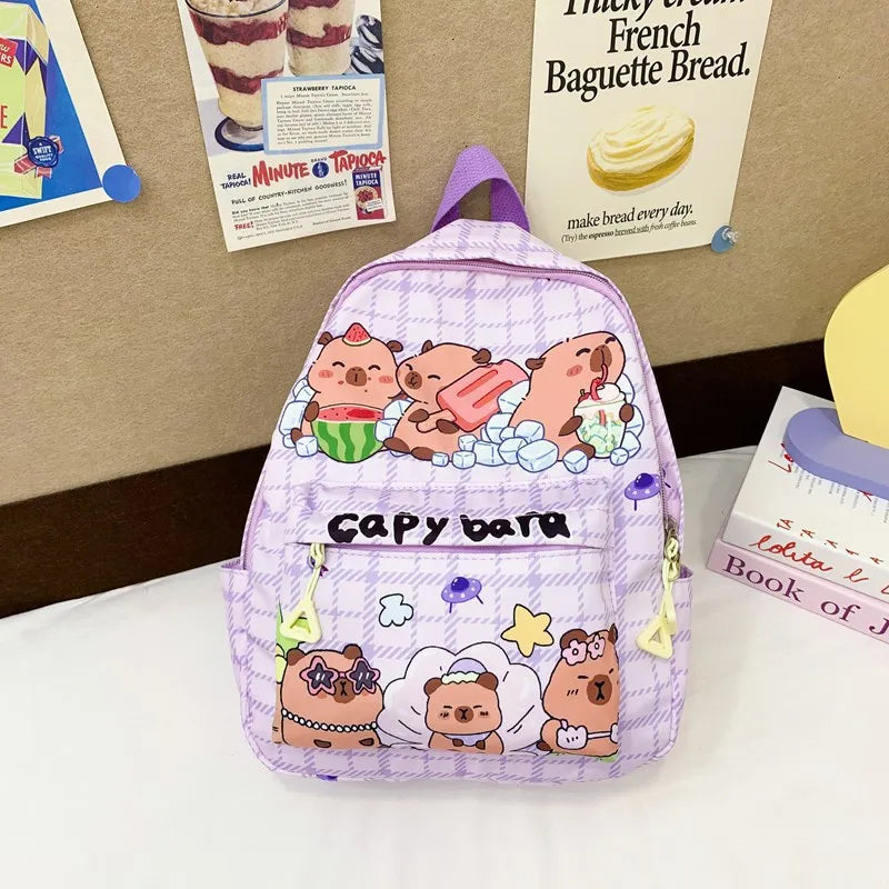 Cute Large Capacity Capybara Backpack Cartoon Breathable Student Schoolbag Nylon Ultra-light Book Bag Back to school Women Gi