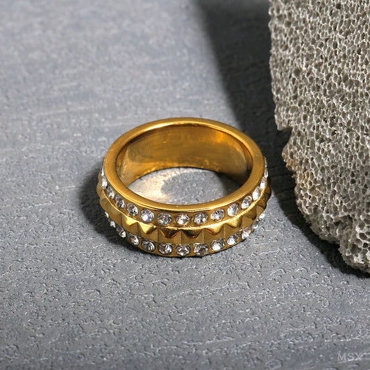 Stainless Steel Ring for Women Inlaid Zircon Rings Waterproof Romantic Fashion Jewelry