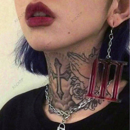 Waterproof Temporary Tattoo Sticker Flowers Big Pray Hands Cross Honely Lovely Letters Neck Flash Tatto Fake Tatoo for Women 