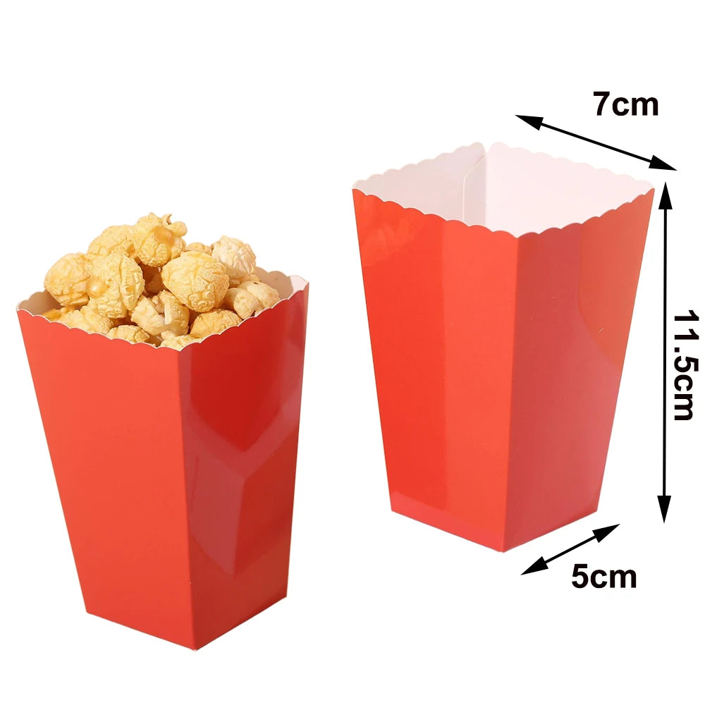 6/12/24 Solid Color Paper Food Trays Disposable Food Boat Black White Blue Yellow Popcorn Box Baby Showe Birthday Party Suppl
