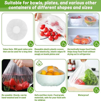Disposable Food Cover Food Grade Home Fruit Vegetable Saran Wrap Storage Bag Elastic Plastic Wrap Shower Cap Fresh Keeping Ba