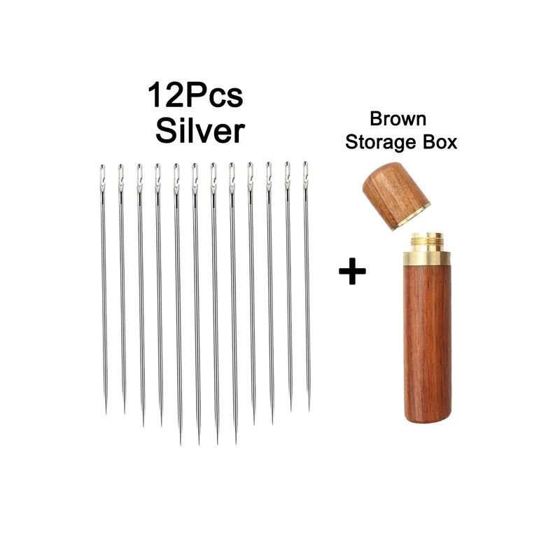 12pcs Blind Needle Elderly Needle-side Hole Hand Household Stainless Steel Sewing Needless Threading Apparel Sewing DIY
